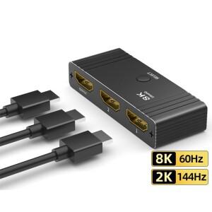 8K HDMI 2.1 스위치 양방향 2 in 1 out 4K@120Hz 분배기 스위처 2x1 비디오 컨버터 48Gbps for 플스호환 xb