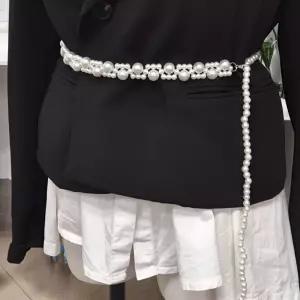 진주 두줄 체인벨트 여성 패션 소품 악세서리