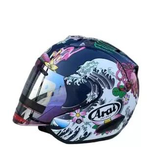 아라이 오토바이 헬멧 투명 하프 커버 경량 스쿠터 안전모 드래곤 플라워 렌즈 M