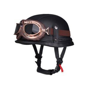 레트로 클래식 오토바이 헬멧 반모 블랙 고글 할리 바이크