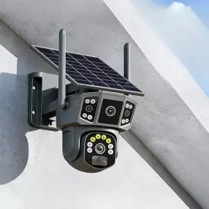 무선 카메라 태양광 와이파이 CCTV 듀얼 자동감시 홈 충전식 감지 보안