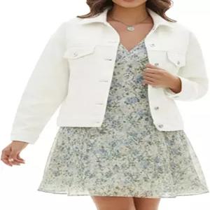 EG 크리스 G 여성용 데님 재킷 루즈 릴렉스 핏과 포켓 트럭커 진 코트