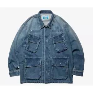 레트로 청자켓 빈티지 일본 워싱 데님 자켓 빅포켓
