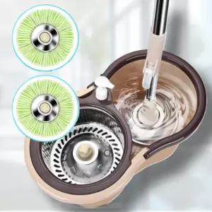 통돌이 회전 걸레 마대 바닥청소 스테인리스 탈수 통 밀대 패드 2장 세트