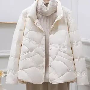 여성 경량 패딩 오리털 하이넥 간절기 여성 숏 패딩 겨울 스탠드넥