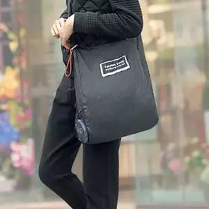 휴대용 에코백 접이식 롤업 재사용 휴대용 장 바구니 주머니 시장가방 컴팩트 데일리 수납장 다용도 숄더