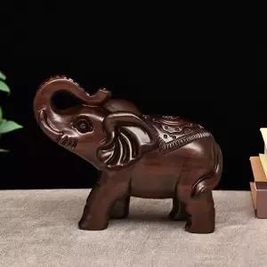 나무 코끼리 장식 거실 사무실 장식품 현관 조각 개업용