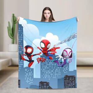 따뜻하고  담요 소년 여행호환 스파이더맨과 그의  친구들 플란넬 침대보 패션 커버