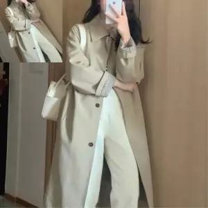 따챠 여성트렌치코트 간절기용 벨티드 롱아우터 체크디테일 봄 트렌치코트 클래식한