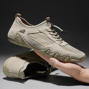 남성용 통기성 경량 캐주얼 스포츠 신발, 대형 사이즈 봉제 가죽 메쉬 신발, 문어 신발, 2023 여름 신상