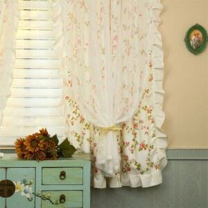 창문커튼 꽃무늬 빈티지 플라워 체크 없음 Pa 쉬폰커튼 182 9cm72인치