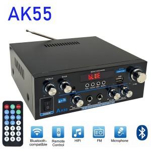 AK55 HiFi 디지털 앰프 채널 2.0 블루투스 서라운드 사운드 앰프 최대 출력 90Wx2 스피커 가정용 차량용 BT