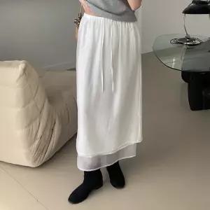 [코코블랑] 시어 레이어링 롱 밴딩 스커트