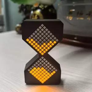 디지털 모래시계 1-30분 자유롭게 조절 가능한 중력 타이머 동적 흐름 큐브 LED 야간 조명 (블랙 옐로우