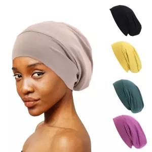 여성 코튼 화학 모자, 더블 레이어 새틴 안감 탈모 케어 캡, 여성용 암 모자, 모자, 소