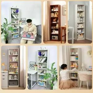다층 책장 스탠드형 거실 수납 선반 좁은 틈새용 가정용 벽면 책꽂이 틈새활용 소형 날씬