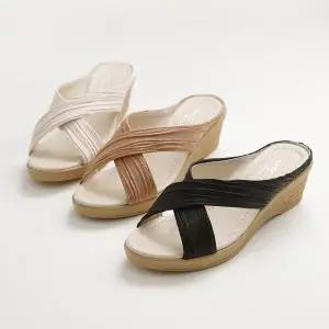 [아리앤]국산 셔링 웨지 뮬슬리퍼 5cm