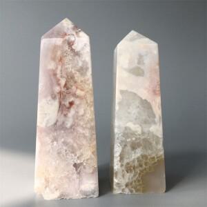 1-2개 천연 핑크 자수정 지오드 타워 플라워 아게이트 포인트 수공 연마 크리스탈 드루지 완드 홈 데코레이