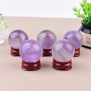 천연 크리스탈 스톤 라일락 자수정 볼 장식품 광물 표본 레이키 치유 공예품 홈 데코 수집 기념품