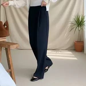 [옷자락]여성 스트라이프 봄 하객 정장 와이드 슬랙스