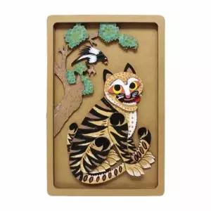 뚝딱 우든페이퍼 민화 입체 액자 까치와 호랑이 만들기 유아 어린이집 교구 재료