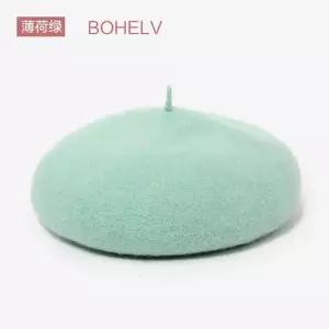 남성 여성용 녹색 양모 베레모 캐주얼 화가 모자 귀여운 빈티지 따뜻하고 버드 스타일 일본식