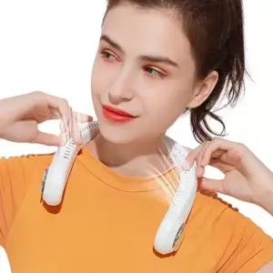 (타입 비즈 목덜이 선풍기 FL20-화이트)핸즈프리 LED 무드등 선풍기 C타입 충전 초경량 대용량 배터리 날개