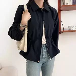 [다잇템] 여자 카라넥 봄아우터 벨티드 벌룬 히든집업 자켓