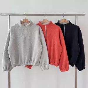[다잇템] 여성 폴라넥 빅사이즈 FW 양털 플리스 반지퍼 티셔츠
