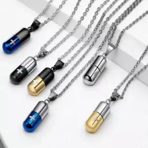 배색 밀폐형 캡슐 보관 목걸이 3color 알약 용기 케이스 보관 비상약