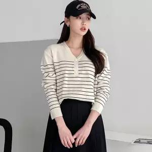 [모델리스트] 스트라이프 브이넥 니트티셔츠 (MESKN028)