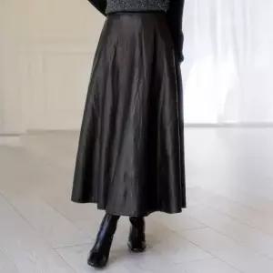 뒷밴딩 어반 페이크레더 A라인 롱 스커트_3color