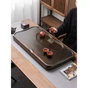 고급 흑단 모던 심플 테이블 티 트레이 원목 차쟁반 동판 대형 평판 A