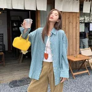 [라일리여성의류] Rly 여성 봄 가을 체크셔츠 루즈핏 데일리 색상예쁜