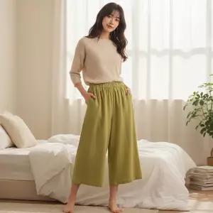 [라일리여성의류] Rly SD-260218 린넨 와이드 모데라 치마바지