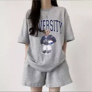 여성용 여름 트레이닝 반팔 반바지 세트