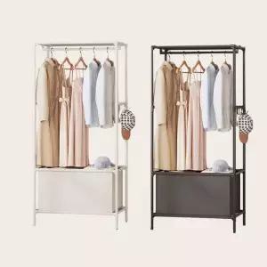 /아도라하우스 수납선반 무타공 행거 싱글