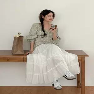 [제작] 라슈카 티어드 밴딩 롱 스커트 86563 빅사이즈 여성의류