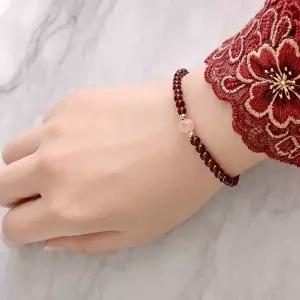 [실버문]F34 변치 않는 사랑의 가넷 스트로베리 크리스탈 팔찌