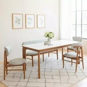 [텐스페이스]보루네오 포세린 세라믹 1800식탁세트(의자3개+벤치1개) BTR6008R (착...