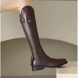 가죽 신발 여성 라이딩 롱부츠 A. 블랙 여름용 단일 안감 34