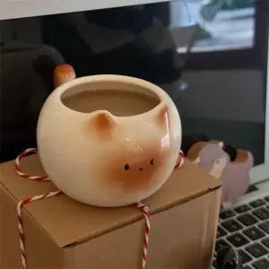 고양이 머그컵 선물 홈카페 라떼잔 브라운 시안 로우 캣 선물 상자