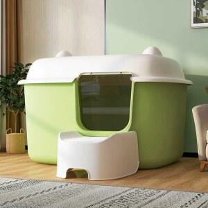 밀폐형 고양이 화장실 터널형 전면 방지 상자 달린 후드 후드형 커버 자동화장실 탈취 청소