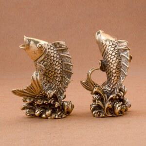 미니 잉어 행운 뛰어오르다 25cm 선물 조각상 인공 풍수지리 책상 석영