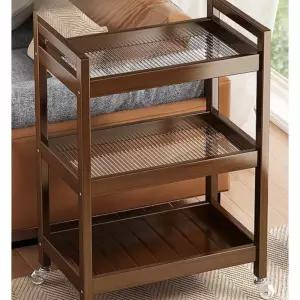 원목트롤리 바퀴 주방 선반 이동식 우드 엔틱 3단 왜건 카트