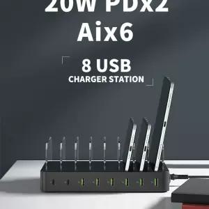 카페 휴대폰 초고속 충전기 96W 전원 C타입 (8포트 USB충전기) 멀티충전기 대