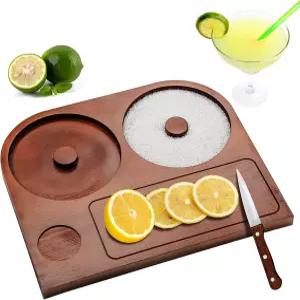 마가리타 소금 리머 세트 칵테일용 핸드배너리 대나무 설탕 5.32인치 림 2개 포함 도마 및 볼 플레이스