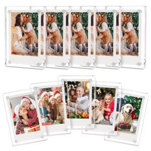 AITE 아크릴 냉장고 마그네틱 팩 홈 없는 후지필름 데코 인스탁스 x 자석 디스플레이 양면 액자 3.54 10 프레임 투명 인치 포토 2.36 미니