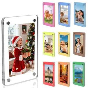 뉴리지 10팩 2.36 x 3.54 프레임 인스탁스 미니 수트용 컬러풀 인치 폴라로이드 액자 아크릴 후지필름 마그네틱 양면 냉장고 세트 자석 냉장고/락커용