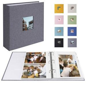 1DOT2 사진 앨범 4x6 200장 책 5x7 100장 3장 링 또는 바인더 커버 린넨 애시드 프리 가족 그레이 결혼식